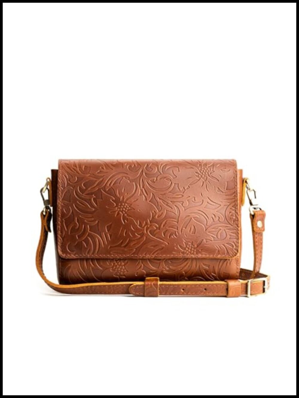Full-Grain Leather Crossbody Bag Removable Strap Medium Handbag